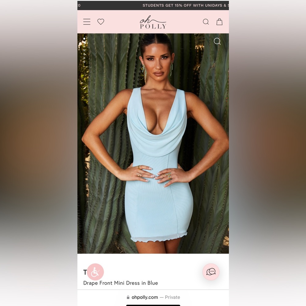 TESNI
Drape Front Mini Dress in Blue